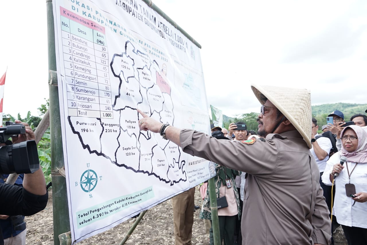 Mentan di Gunung kidul, Tanam Kedelai Untuk Penuhi Produksi Dalam Negeri