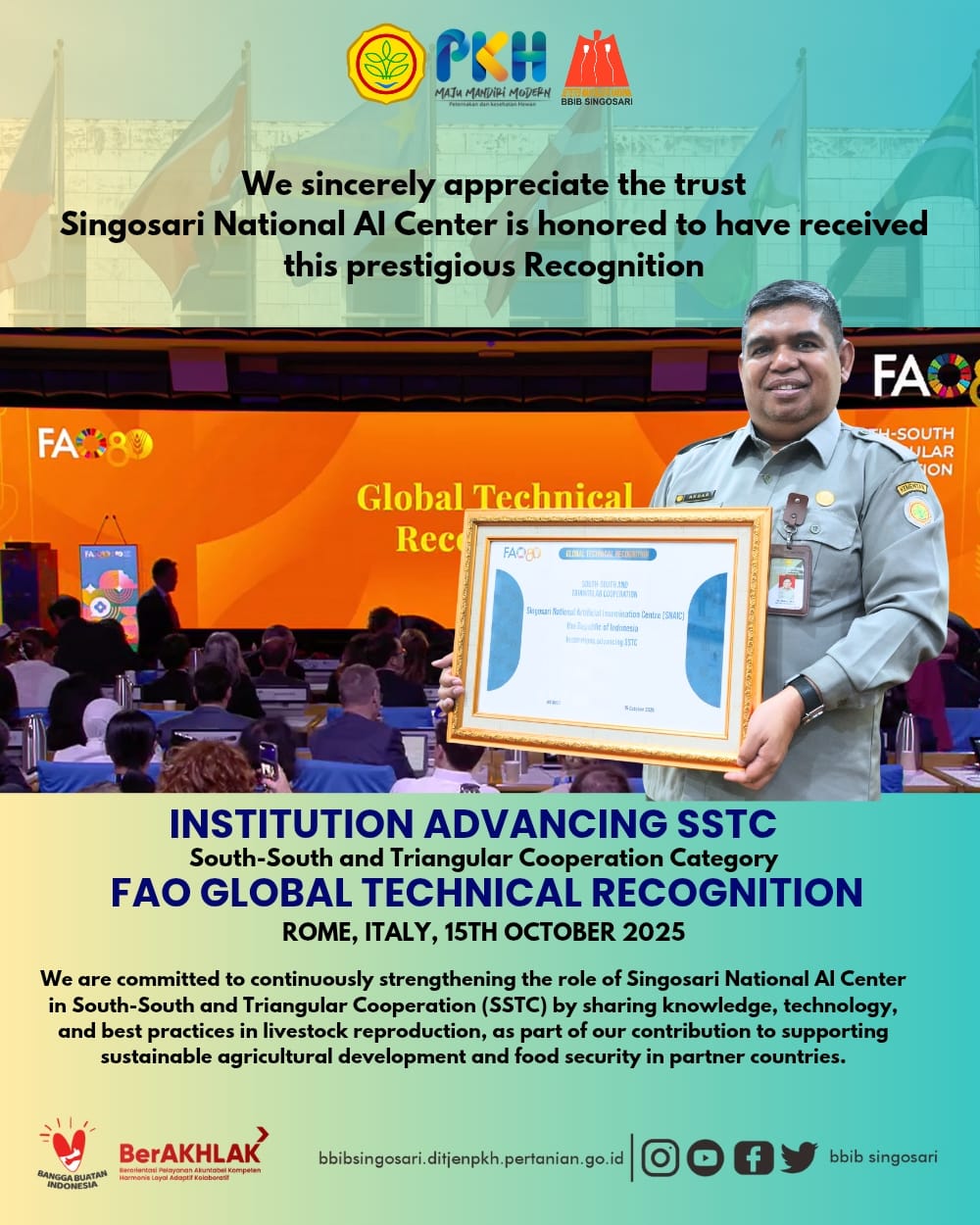 Dari Singosari untuk Dunia: FAO Apresiasi Peran BBIB Singosari dalam Kerja Sama Global