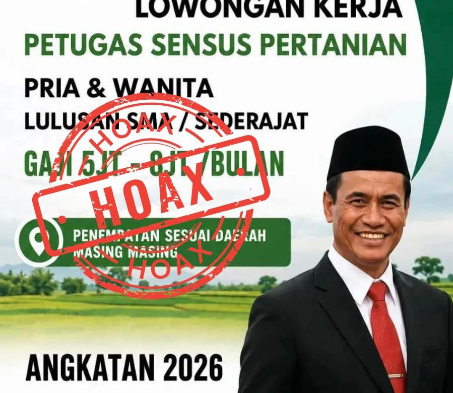Kementan: Hati-hati Hoaks Rekrutmen “Petugas Sensus Pertanian 2026”, Masyarakat Waspada Modus Penipuan