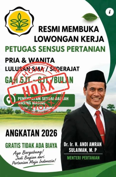 Kementan: Hati-hati Hoaks Rekrutmen “Petugas Sensus Pertanian 2026”, Masyarakat Waspada Modus Penipuan
